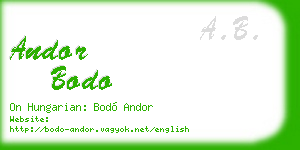 andor bodo business card