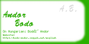 andor bodo business card